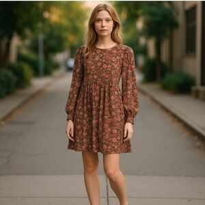 NWT BP Nordstrom Black Betsy Rose Floral Mini Dress Size Small